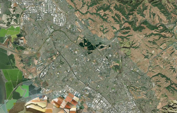 Satellite map of Fremont, California