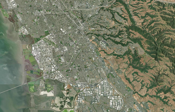 Satellite map of Hayward, California