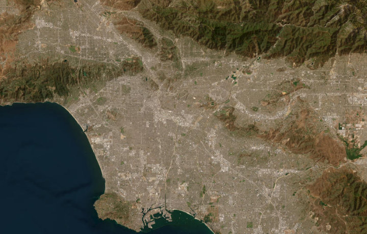 Satellite map of Los Angeles, California