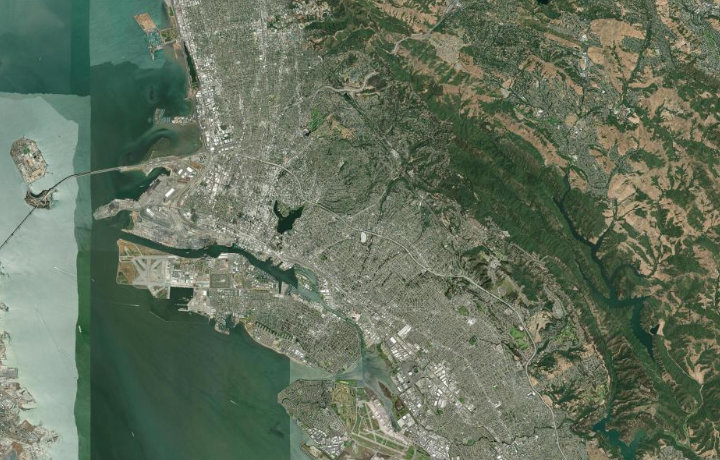 Satellite map of Oakland, California