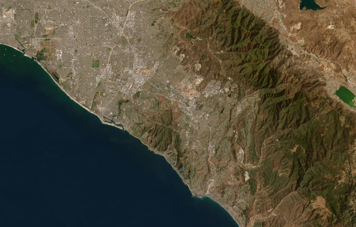 Satellite map of Orange County, California