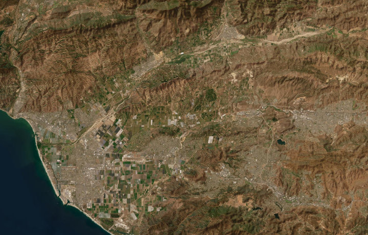Satellite map of Ventura County, California